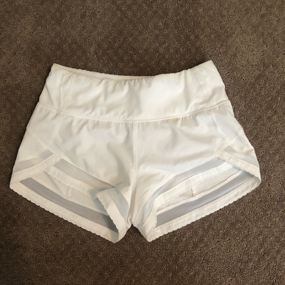 White Lululemon petal edge mesh shorts